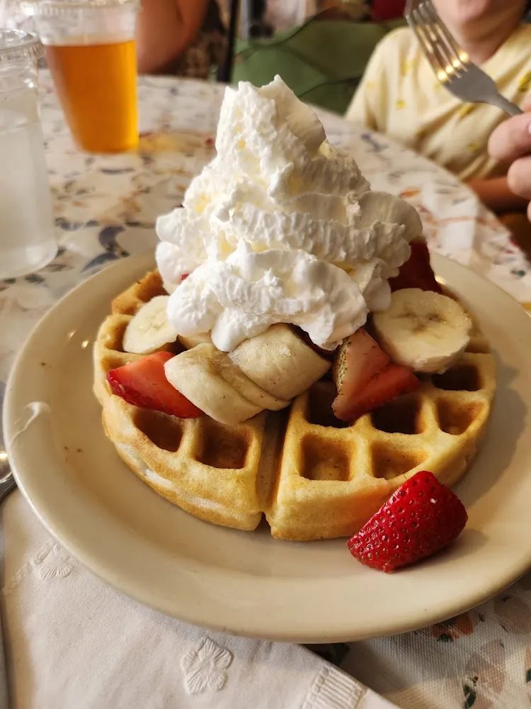 Belgian Waffle with Strawberry and Banana