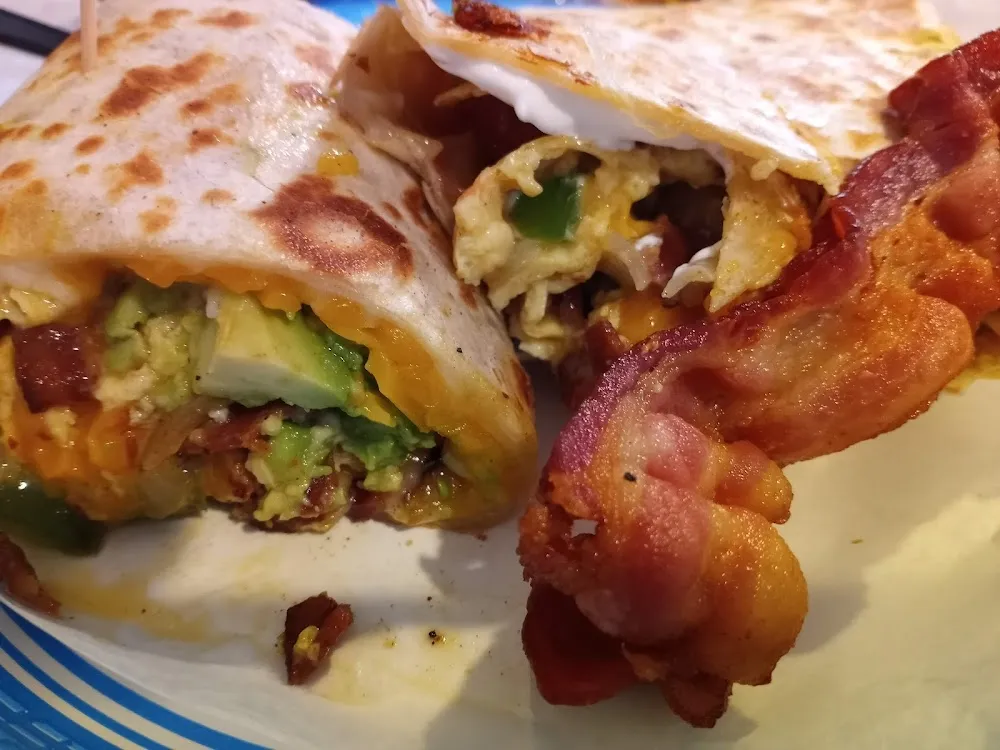 Breakfast Burrito with Avocado and Bacon